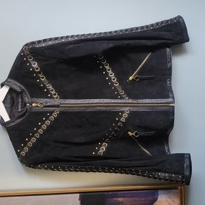 Pamela McCoy Black Leather Suede jacket Size M